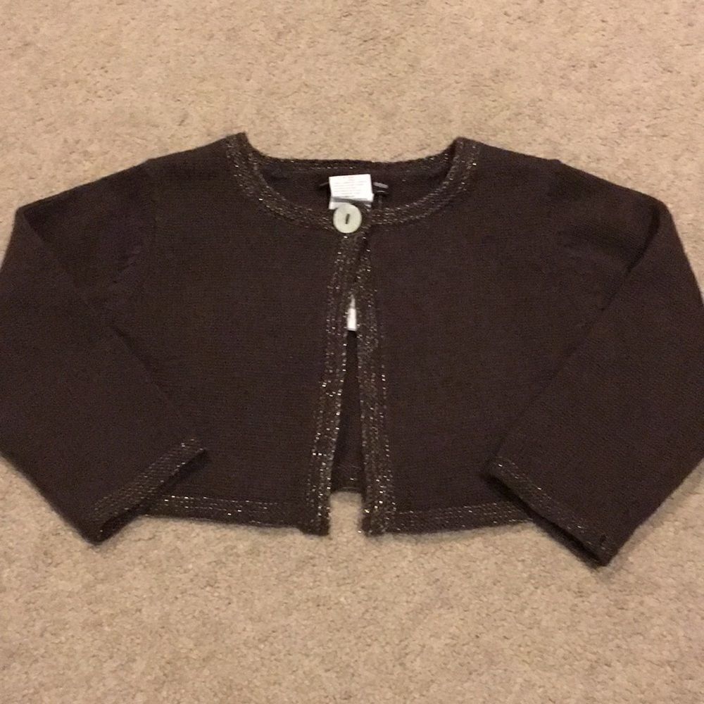 Jacadi Girls One Button Brown Cardigan Sweater